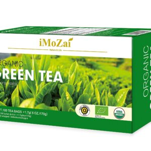 Imozai Organic Green Tea Bags 100 Count Individually Wrapped - Image 8